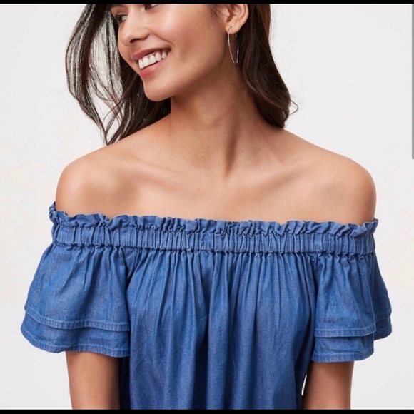 Loft Off Shoulder Denim Top - Picture 2 of 8